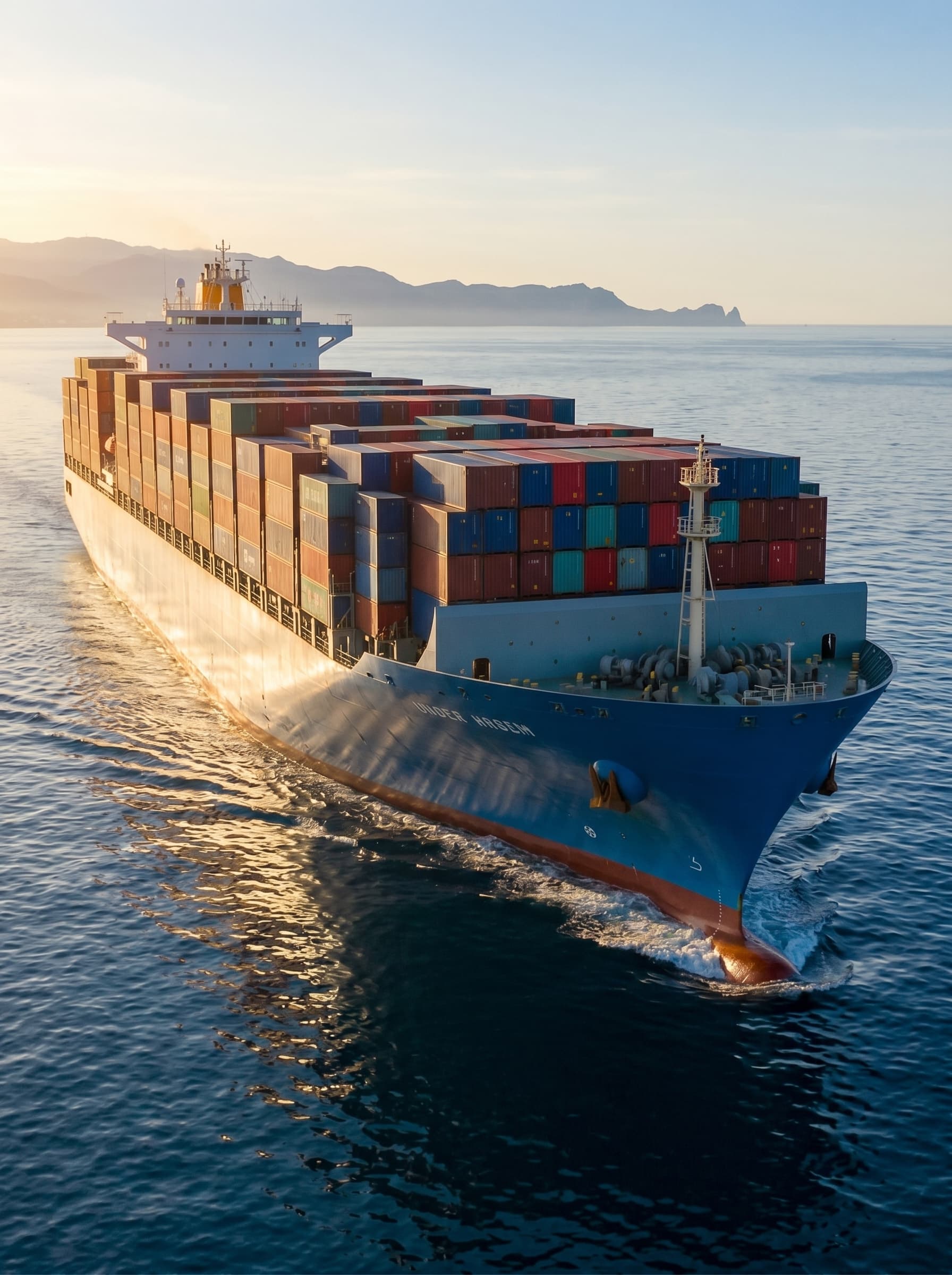 Container vessel underway in open water